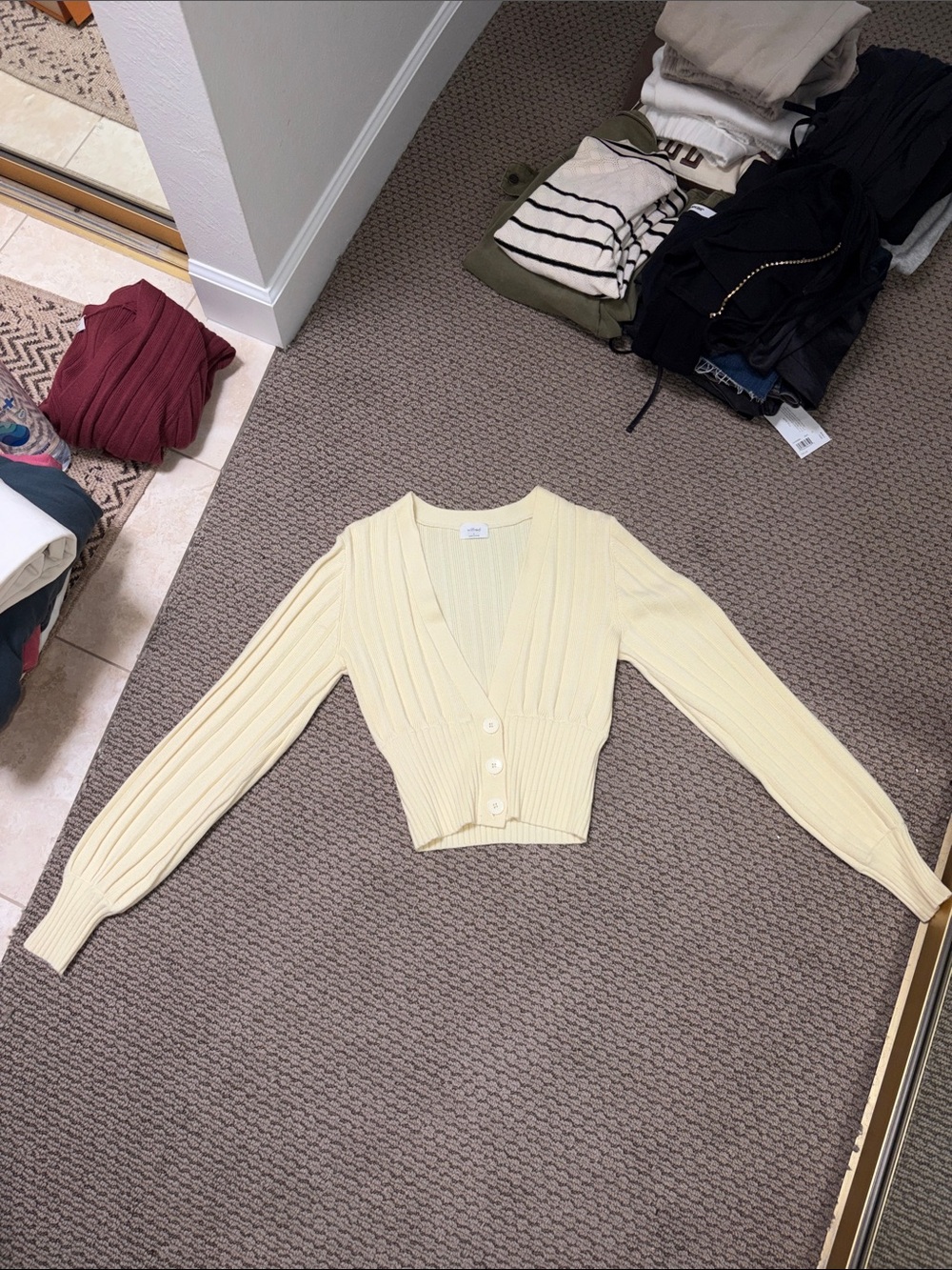 Aritzia Wilfred Butter Yellow Cardigan